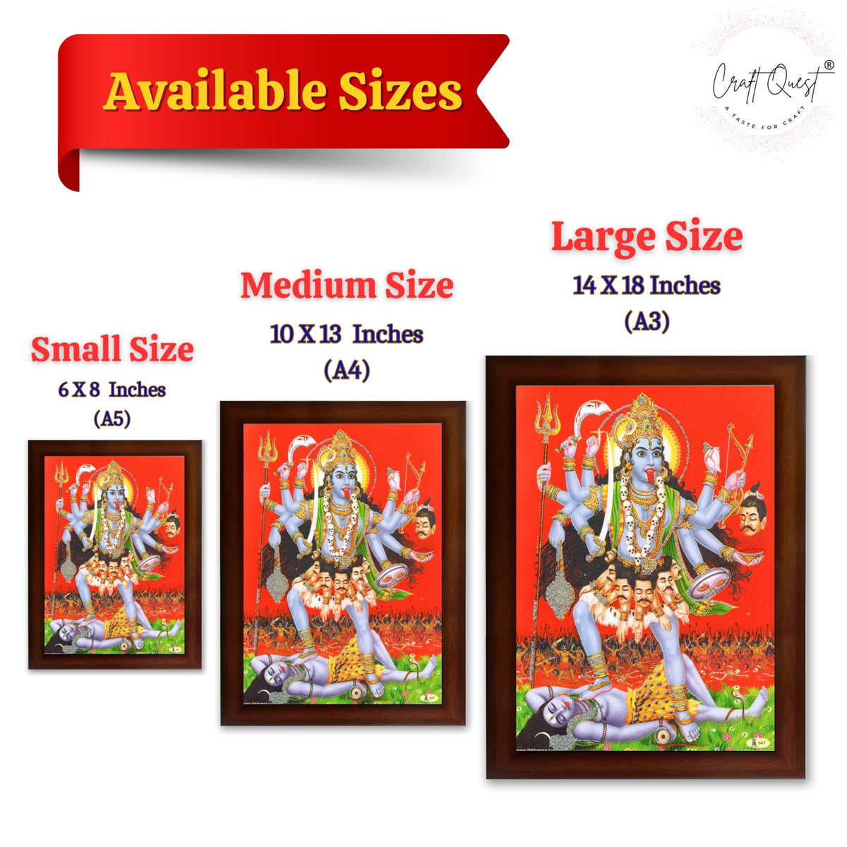 CRAFT QUEST Maha Kali Mata Ji Mahakali Shiv Shiva Wall Painting Framed Home Decor