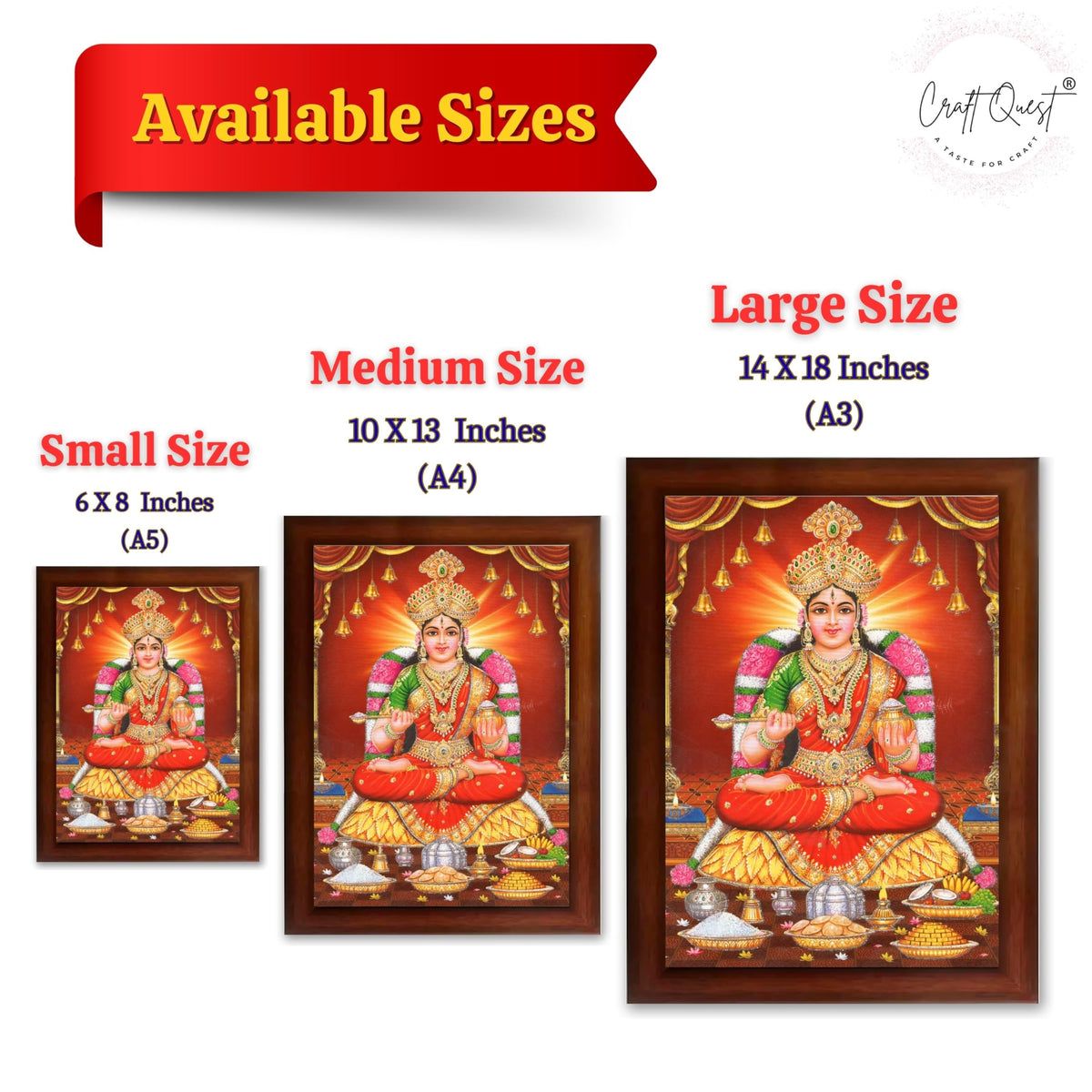 CRAFT QUEST Mata Annapurna Devi Photo for Kitchen Maa Wall Painting Framed Home Décor