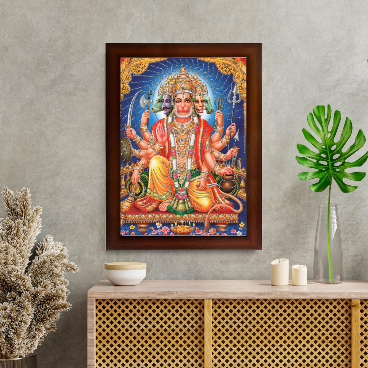 CRAFT QUEST Panchmukhi Hanuman JI | Bajrangbali Religious Photo frame