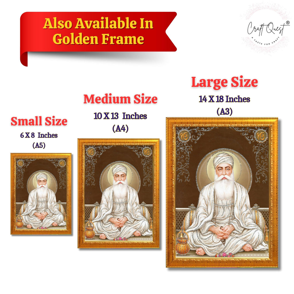 CRAFT QUEST Satnam Waheguru Ji Photo Frame Sikh Guru Photo for Home Decor Religious Painting Decorative Artwork Gift Frame