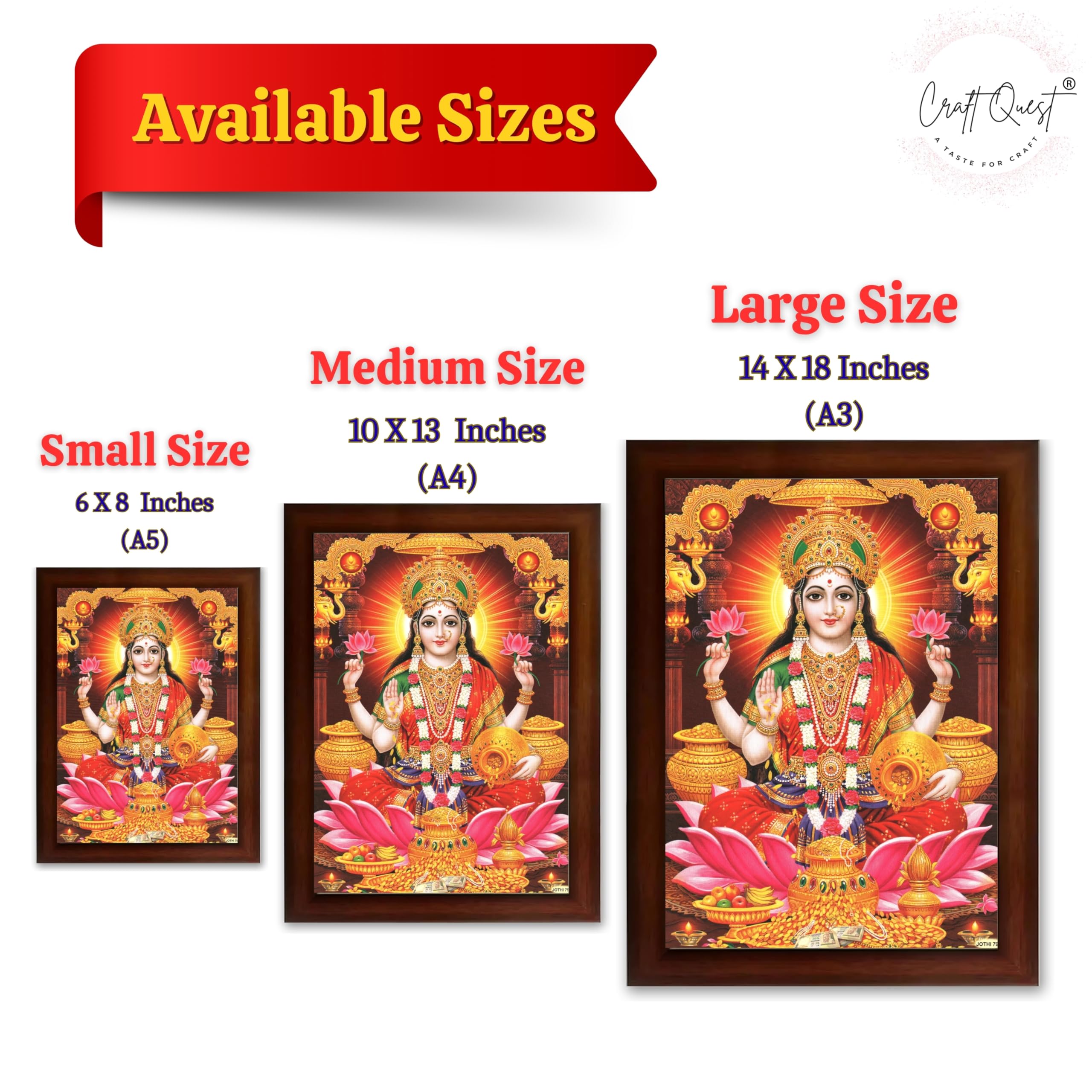 CRAFT QUEST Goddess Lakshmi Devi Dhana Vaibhav Laxmi Maa Wall Painting Frame Home Decor