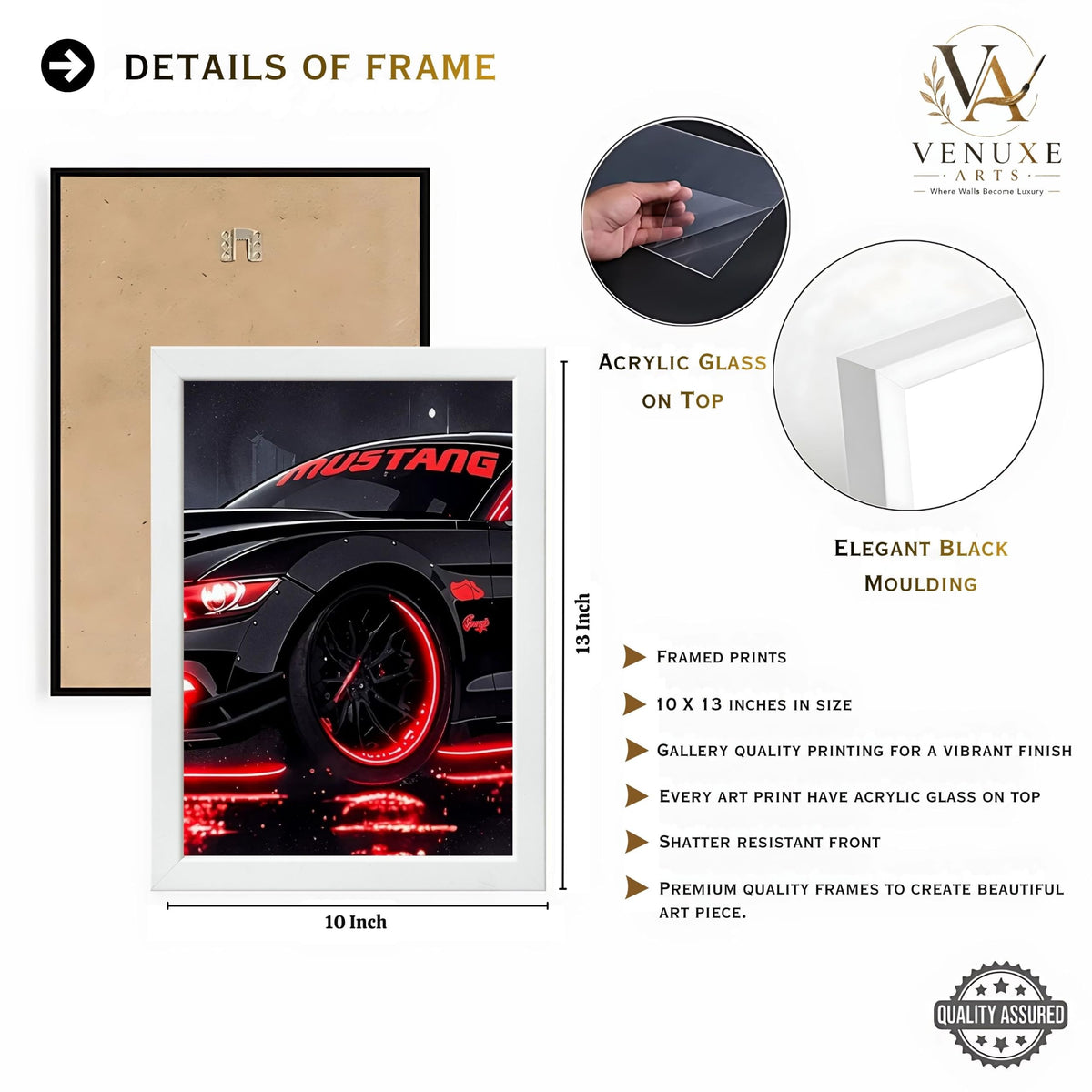 VENUXE ARTS Set Of 3 Big Sports Cars Framed Posters Gift Items for Boys Room Wall Decoration Bedroom Living Room Office Studio Décor | Car Poster Frame for Wall Décor