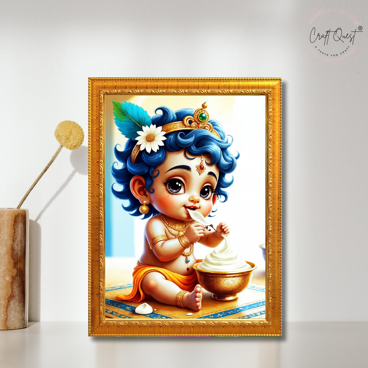 CRAFT QUEST Bal Gopal Painting Kanha Ji Poster | Walls Home Bedroom Living Room Decoration Gift.