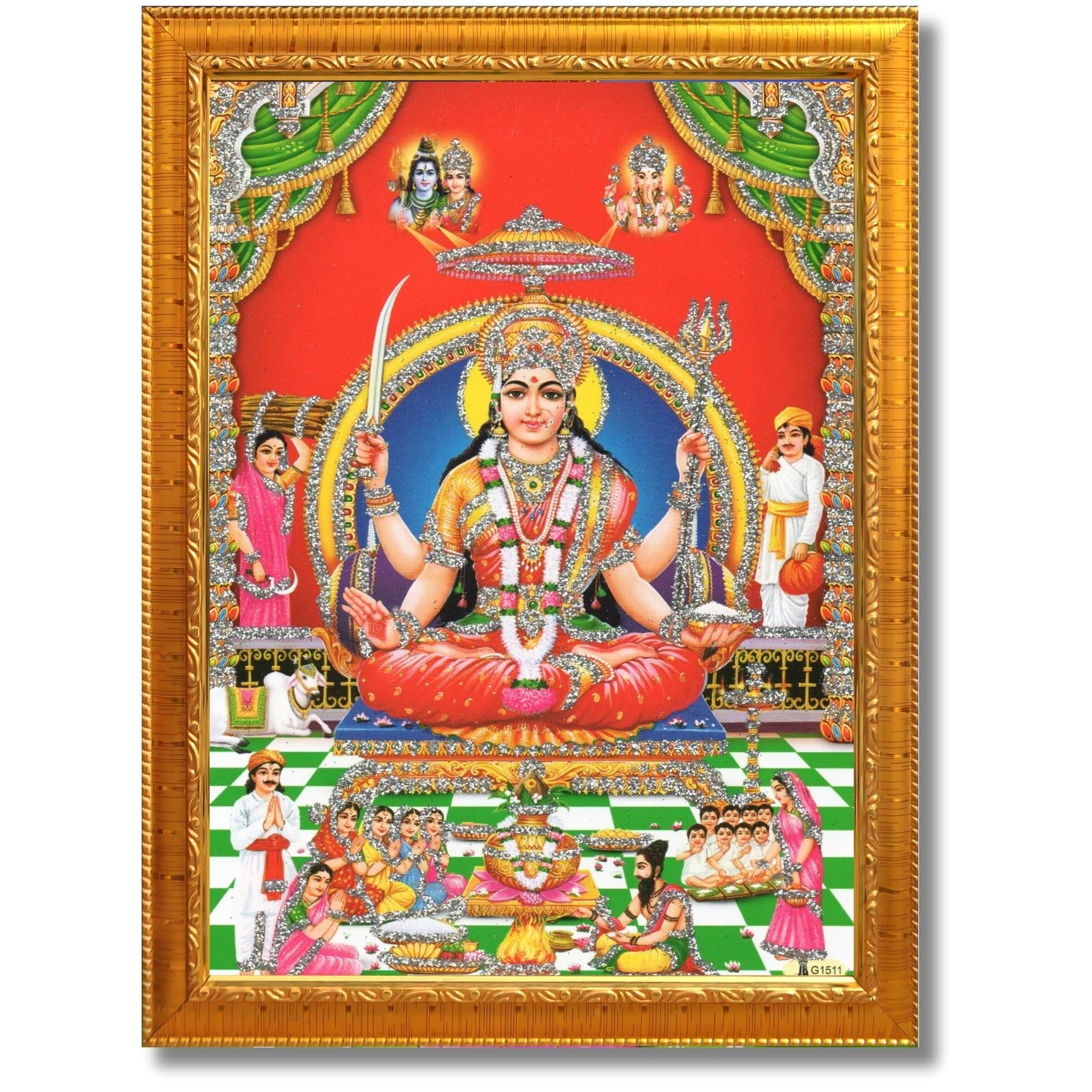 CRAFT QUEST Maa Santoshi Wooden Photo Frame With Acrylic Sheet For Worship/Pooja