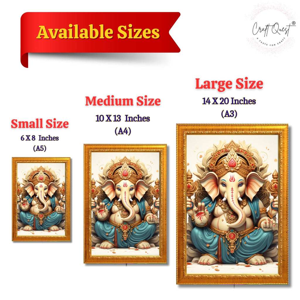 CRAFT QUEST Lord Ganesha Ganesh ji Art Framed Wall Painting With Frame For Home and,Office Décor Items