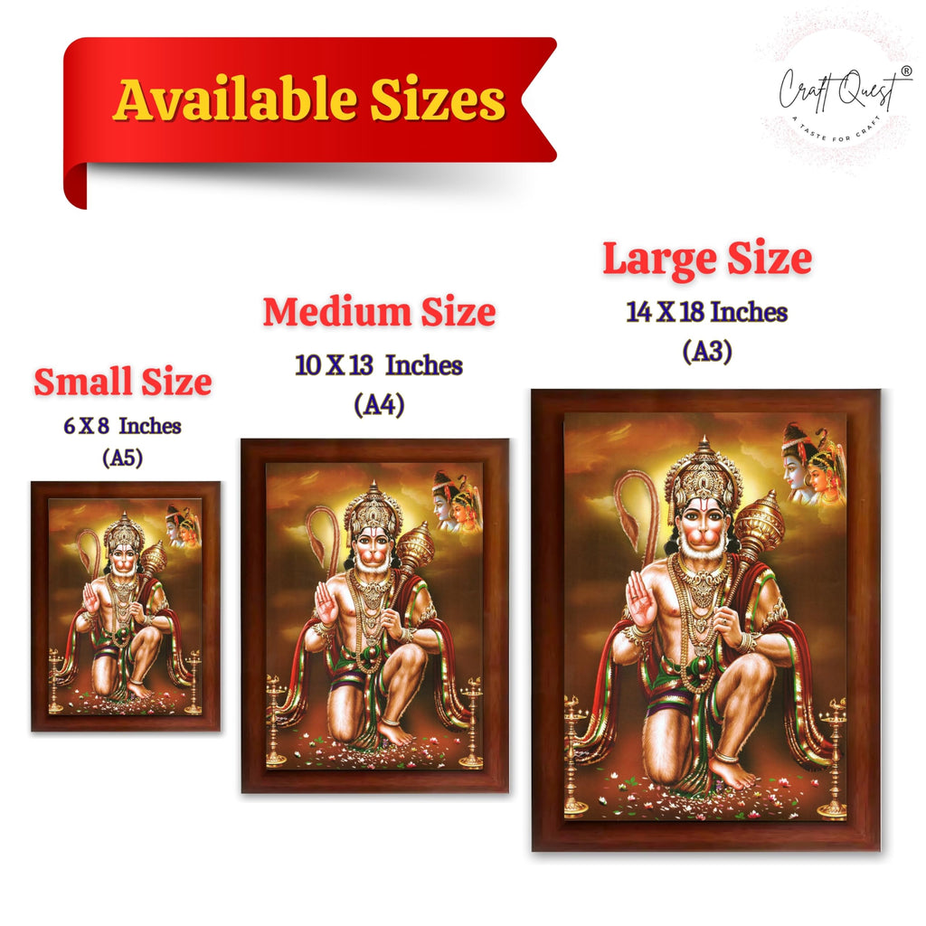 CRAFT QUEST Lord Hanuman Ji Photo Frame | Acrylic Glass, Lightweight & Waterproof | Ideal for Home, Office, Temple & Puja Room Wall Decor