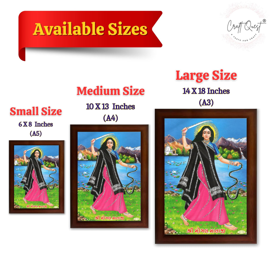 CRAFT QUEST Mogal Mataji Photo frame | Acrylic, Lightweight | Hindu God Spiritual Framed | Ideal for Home, Office, Temple & Puja Room, Wall Decor