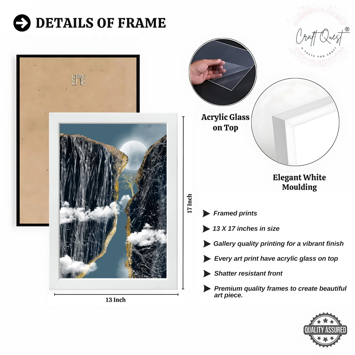 CRAFT QUEST Modern Art Abstract Landscape Decorative Wall Art | Set of 3 Frames for Home Decoration | Ideal for Living Room, Bedroom & Offices