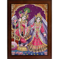 Craft Quest Radha Krishna Sparkle Coated Home Decorative Gift Item Framed Painting (10 X 14 Inches, Brown) RK1013-114