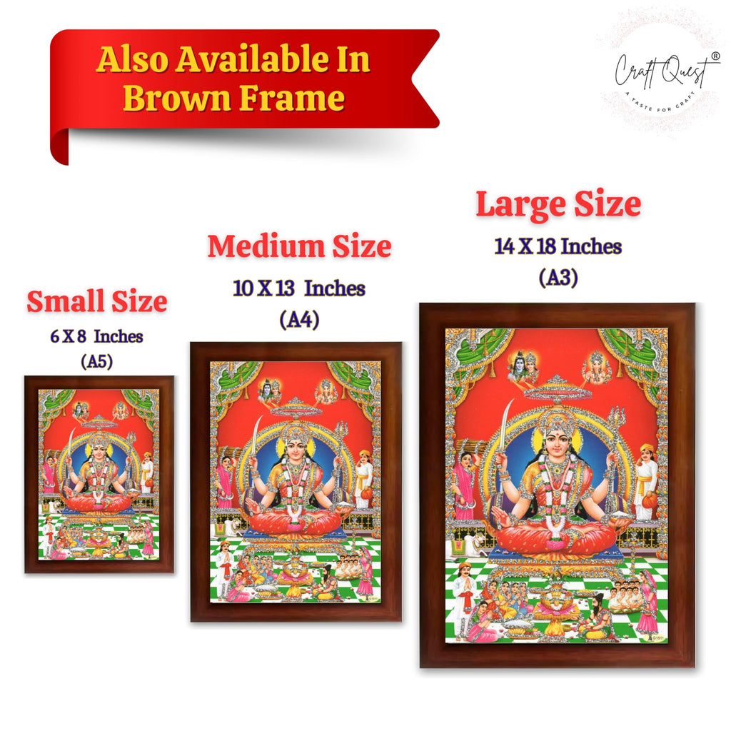 CRAFT QUEST Maa Santoshi Wooden Photo Frame With Acrylic Sheet For Worship/Pooja