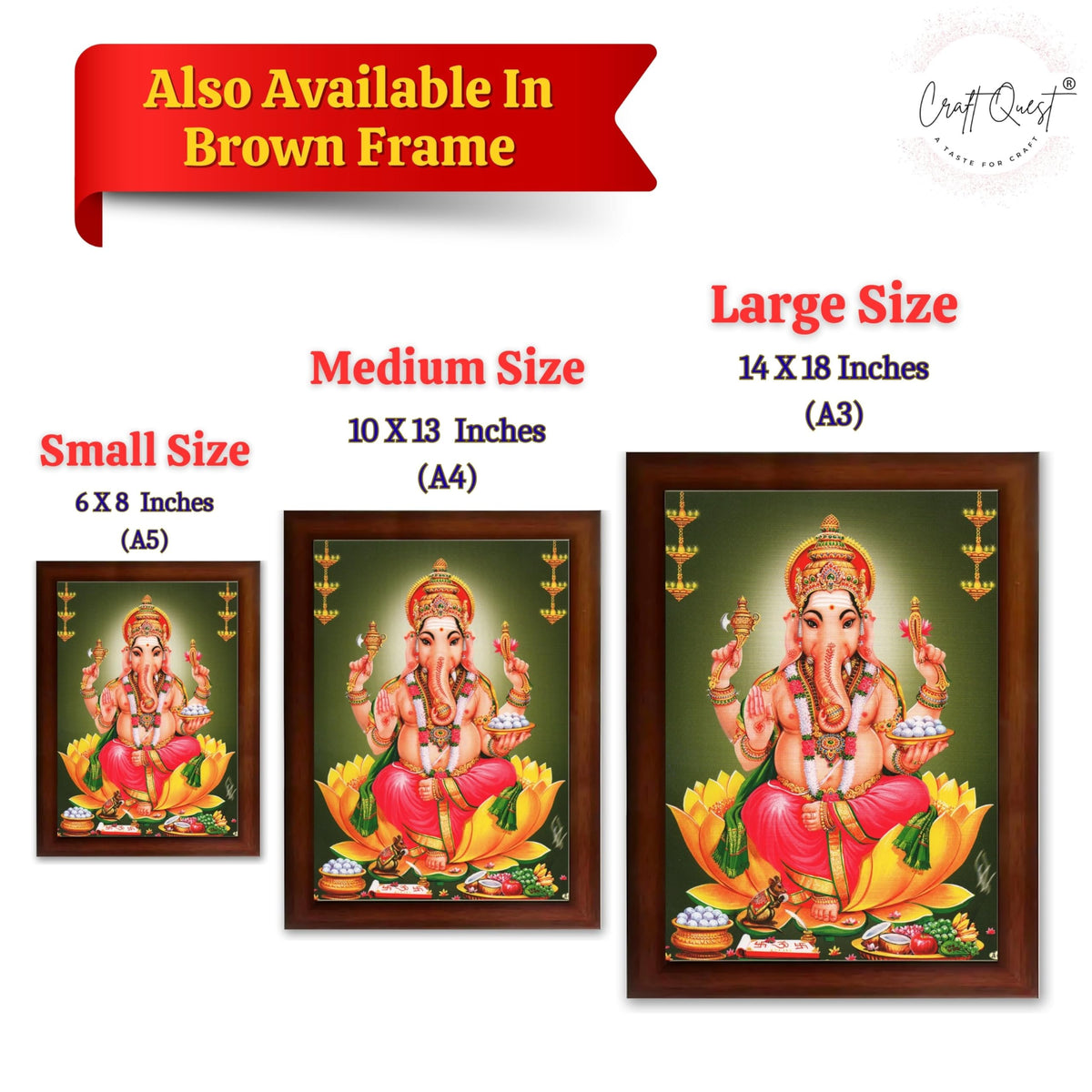 CRAFT QUEST Lord Ganesha Abstract Modern Wall Painting With Frame For Home and Office Decor