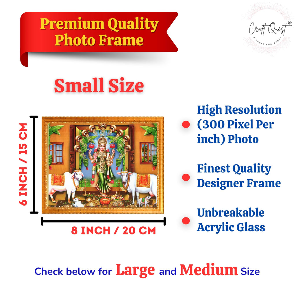 CRAFT QUEST Goddess Lakshmi Mata Wall Painting Photo Framed | Acrylic Glass, Lightweight | Ideal for Home, Office, Temple & Puja Room, Wall Decor