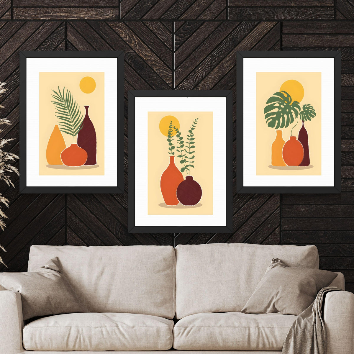 CRAFT QUEST Wall Art Decor Paintings | Set of 3 FLORAL Wall Art Frames for Home Decoration | Ideal for Living Room, Bedroom & Offices