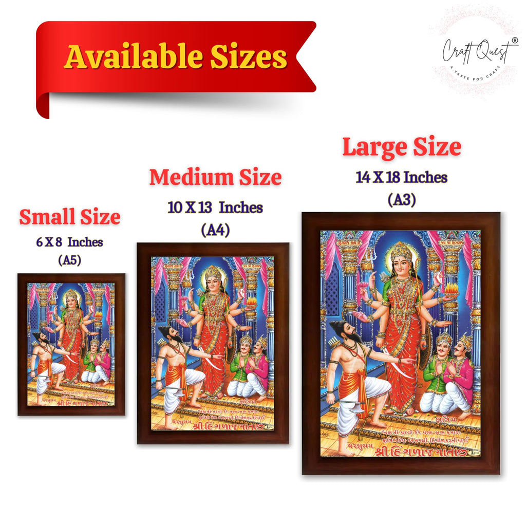 CRAFT QUEST Hinglaj Mata Devi Parshuram Parasuram Mataji Wall Painting For Home Decor wooden framed