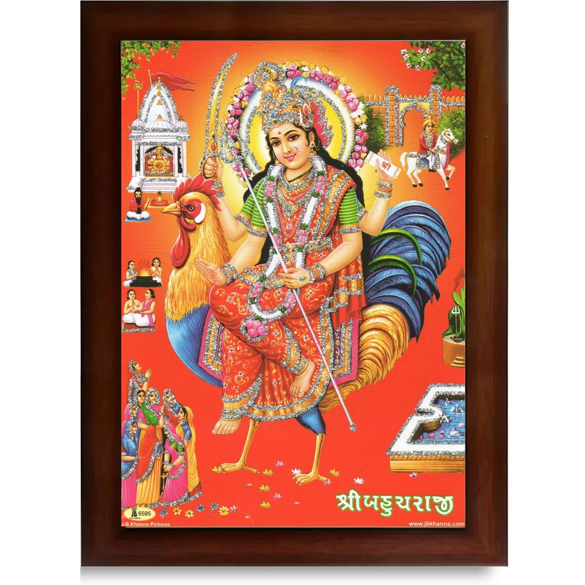 CRAFT QUEST Bahuchar Maa Mata Bahuchara Bahucharaji Wall Painting Framed Home Décor