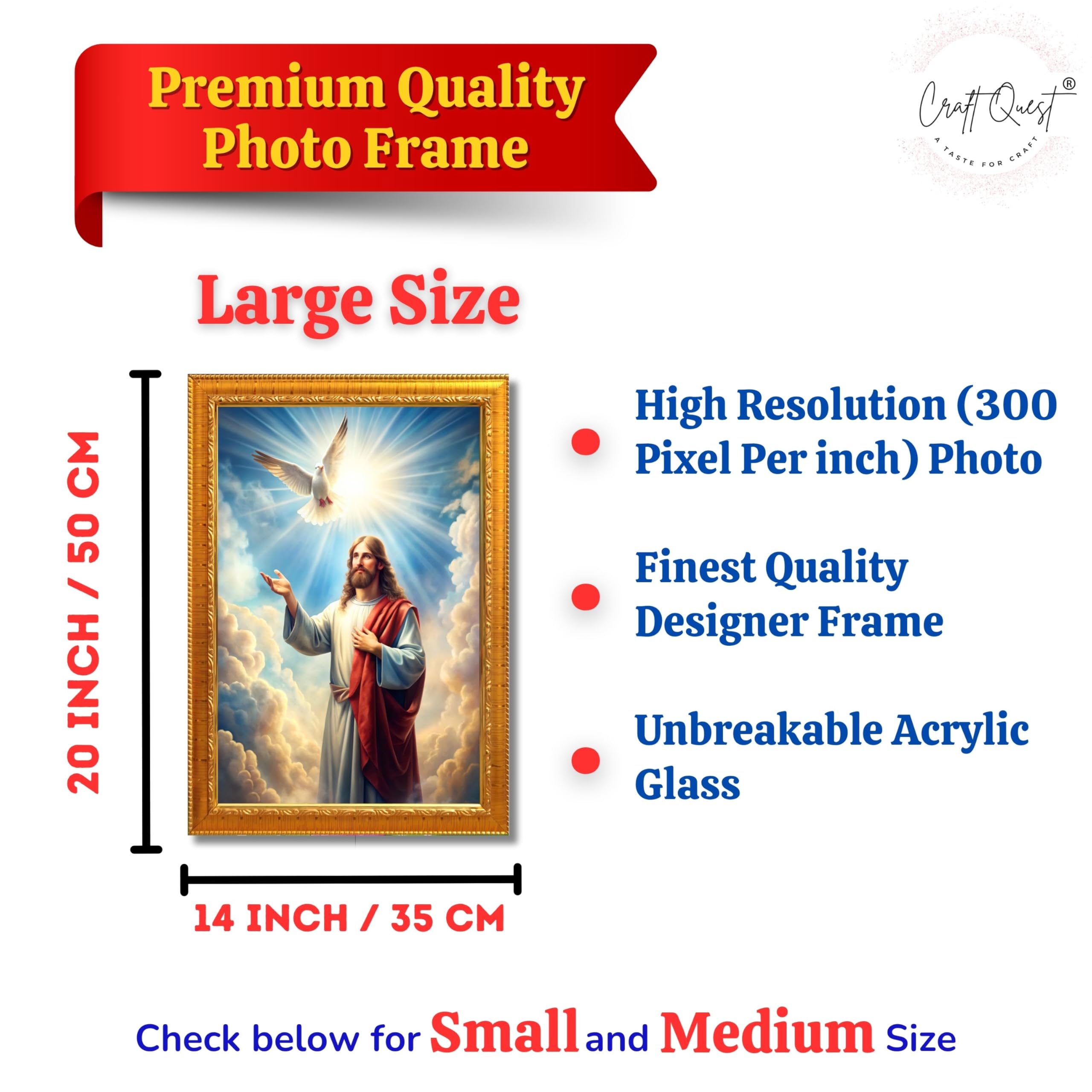 CRAFT QUEST Lord Jesus Christ Christmas Photo Frame Decor For Wall/Table/Room