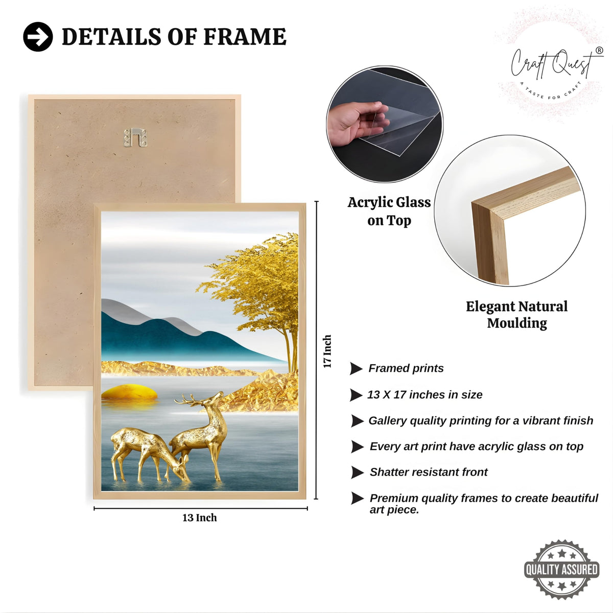 CRAFT QUEST Modern Art Landscapes Sanlian Abstract Wall Art | Set of 3 Frames for Home Decoration | Ideal for Living Room, Bedroom & Offices