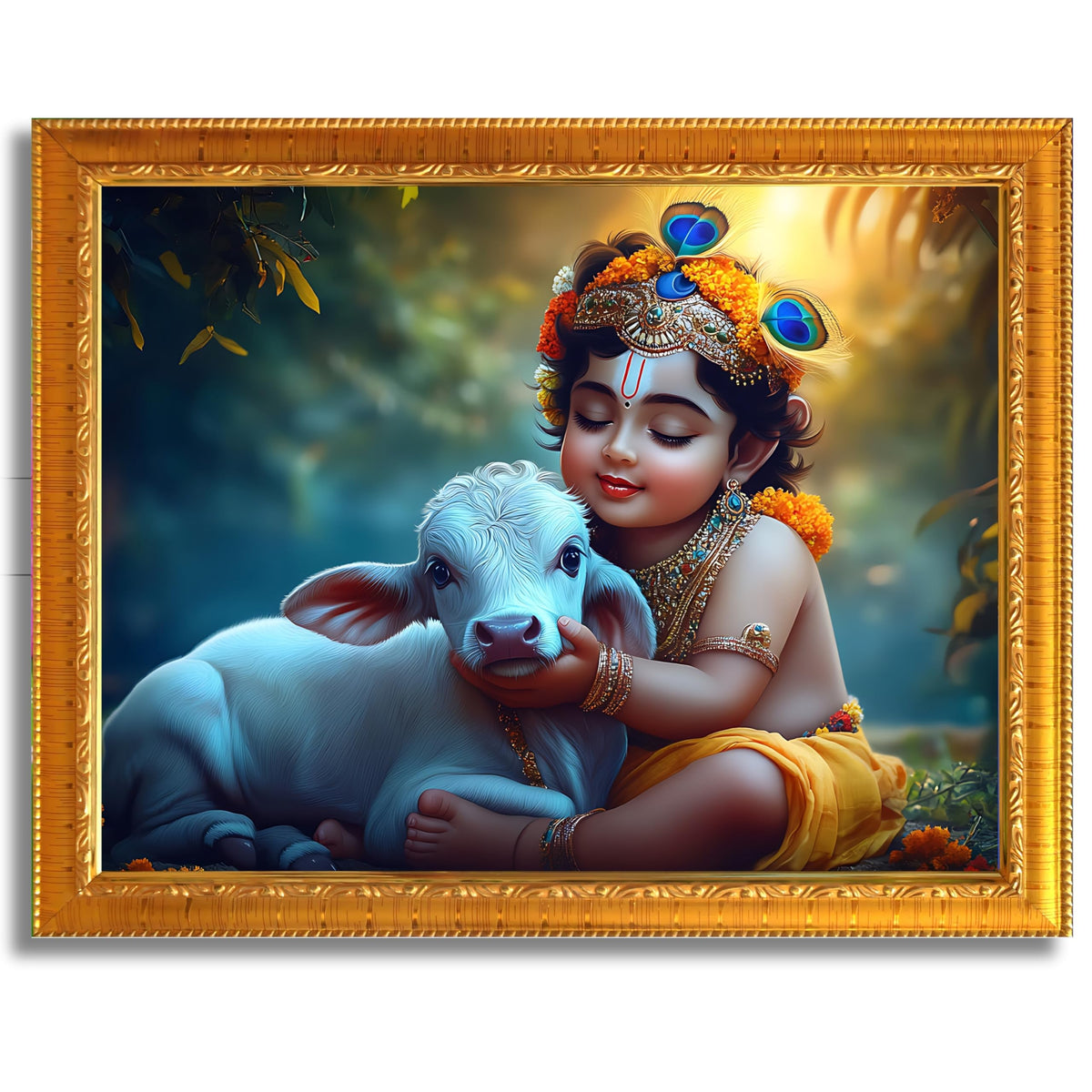 CRAFT QUEST Little Krishna Bal Gopal Wall Photo Frame | Hindu God Kanha Devotional Home Decor | Gift Item