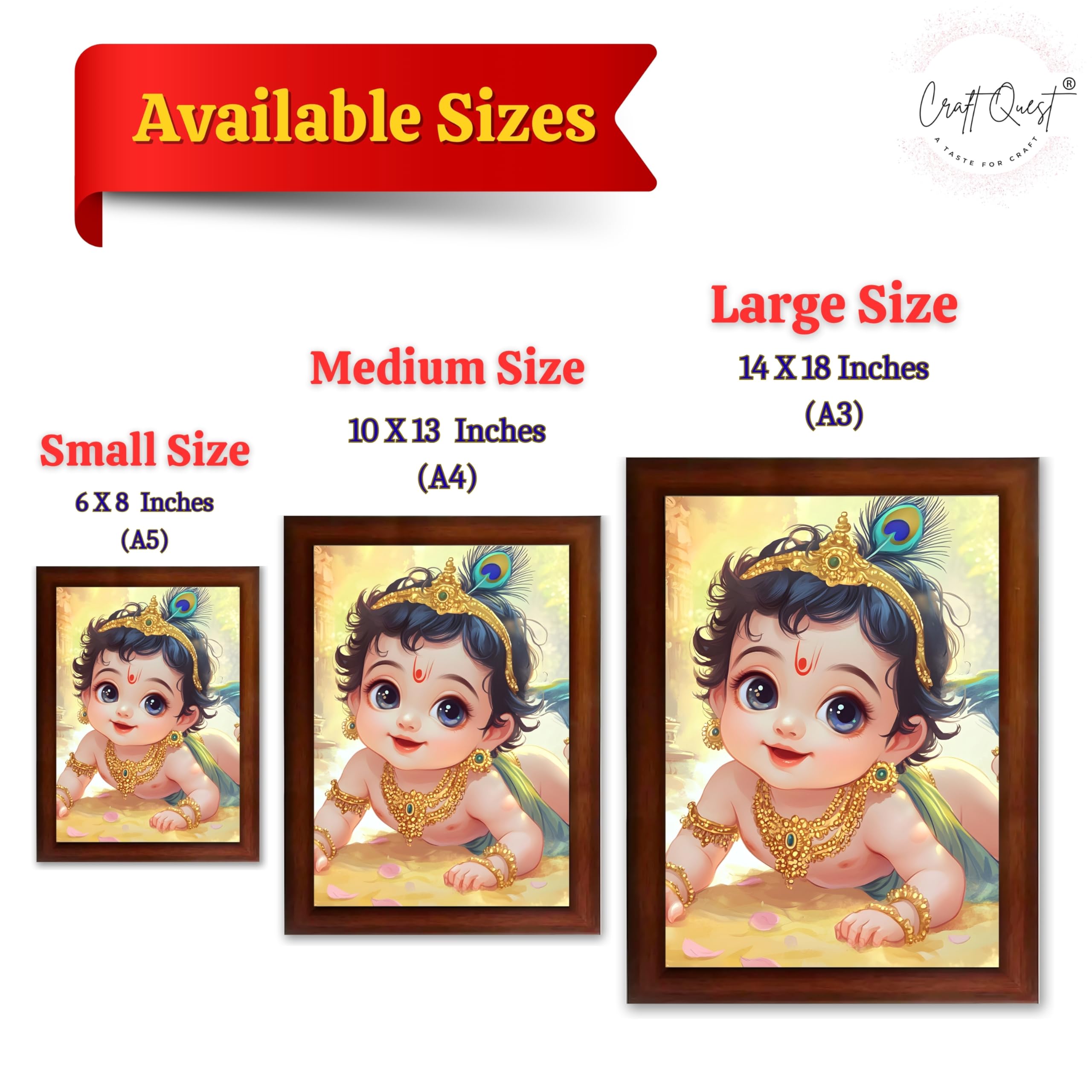 CRAFT QUEST Shri Bal Gopal Painting | Baby Krishna Photo Frame | Walls, Home, Living Room and Home Décor