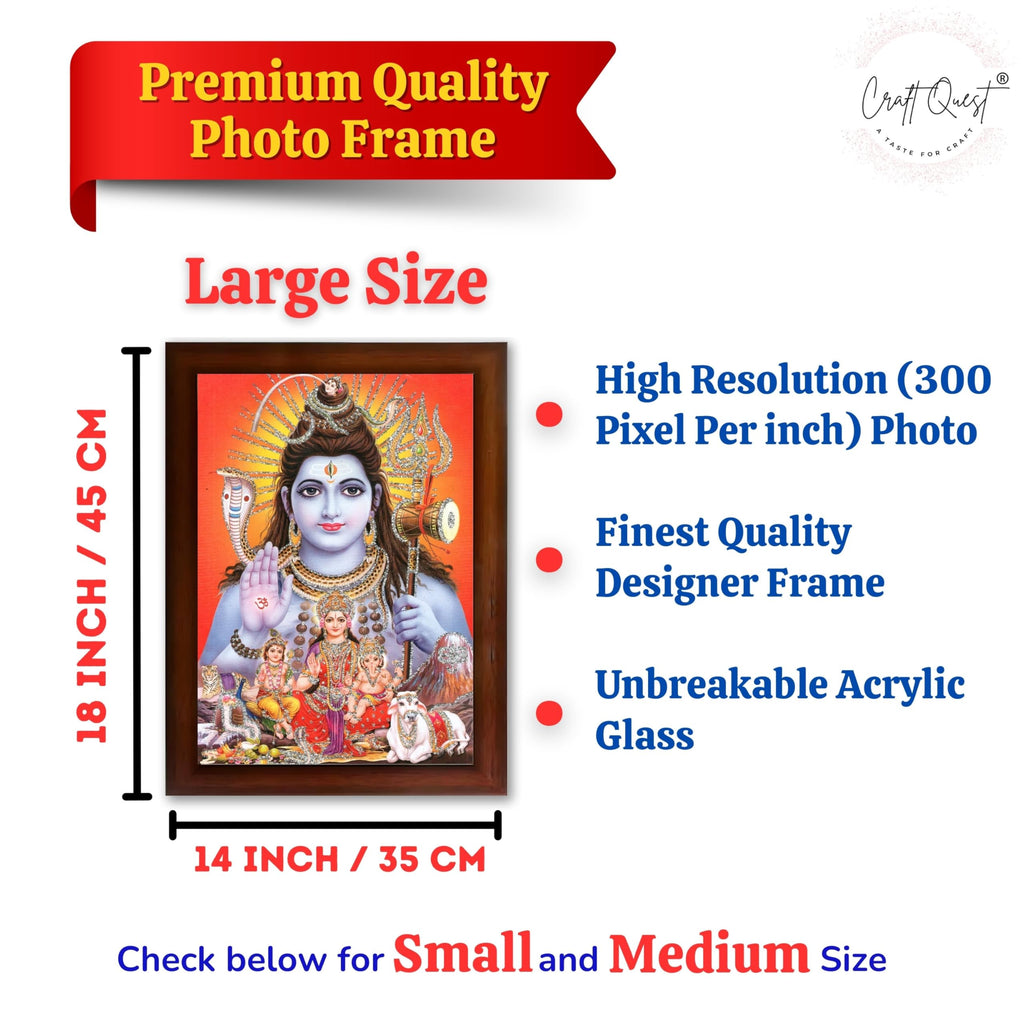 CRAFT QUEST God Shiv Ji Shiva Wall Painting | Premium Framed Hindu God Wall Art | Spiritual Mahadev Poster for Living Room, Bedroom, Office, Meditation, Pooja & Temple Décor Item |