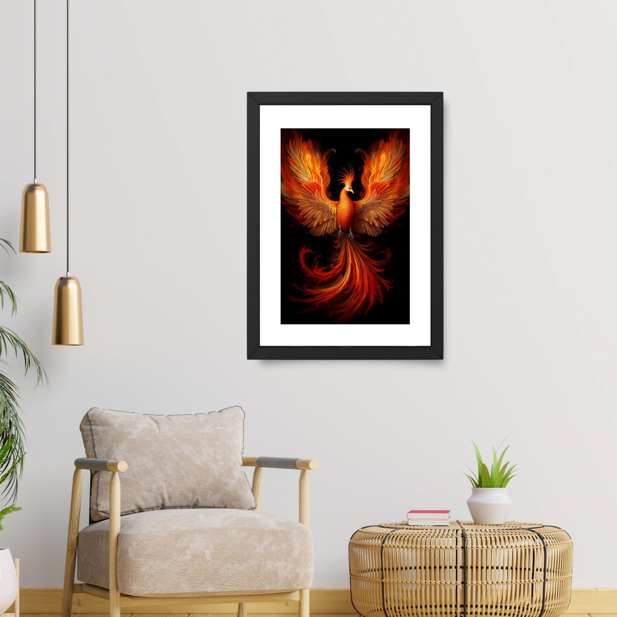 CRAFT QUEST Phoenix Bird Painting – Rising Phoenix Vastu Wall Art – Wall Decoration – Positive Energy Painting for Success, Growth & Spiritual Inspiration