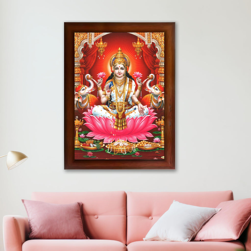 CRAFT QUEST Goddess Lakshmi Devi Dhana Vaibhav Laxmi Maa Wall Painting Frame Home Decor