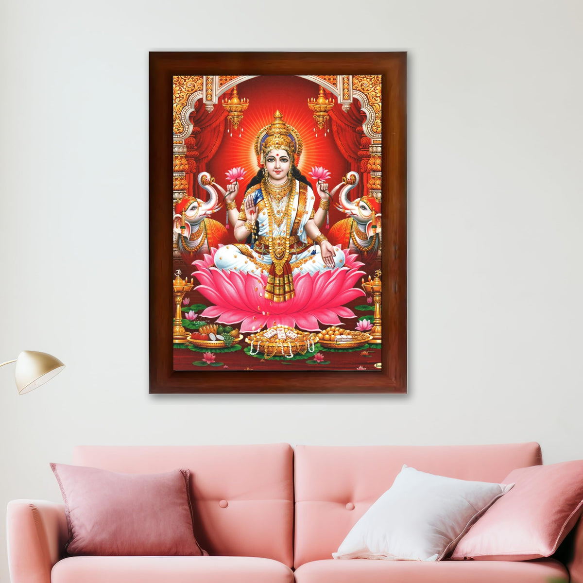 CRAFT QUEST Goddess Lakshmi Devi Dhana Vaibhav Laxmi Maa Wall Painting Frame Home Decor