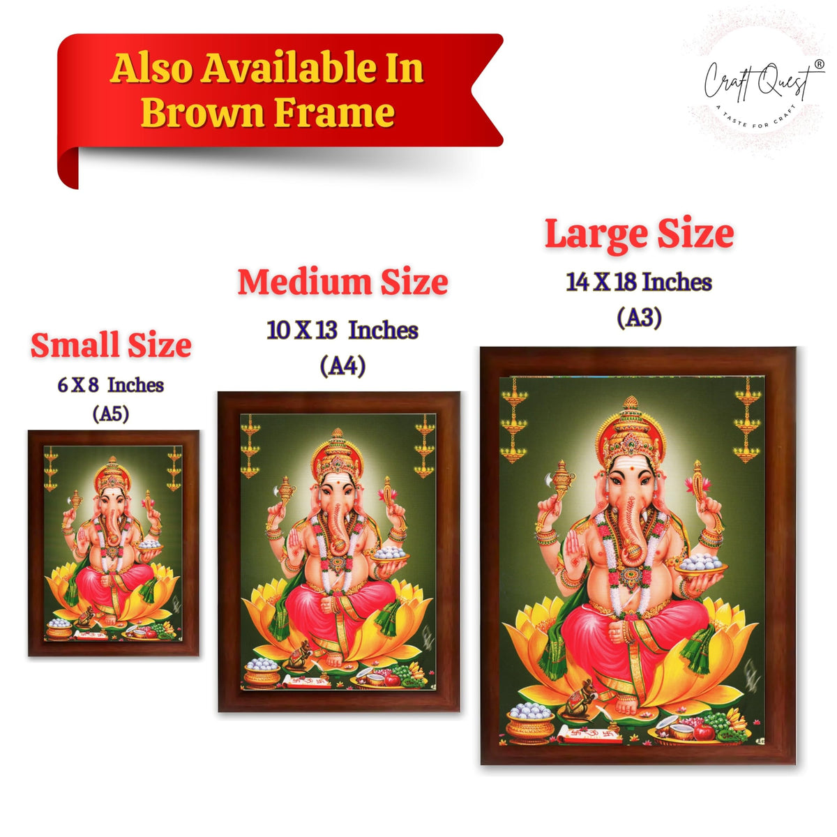 CRAFT QUEST Lord Ganesha Abstract Modern Wall Painting With Frame For Home and Office Decor