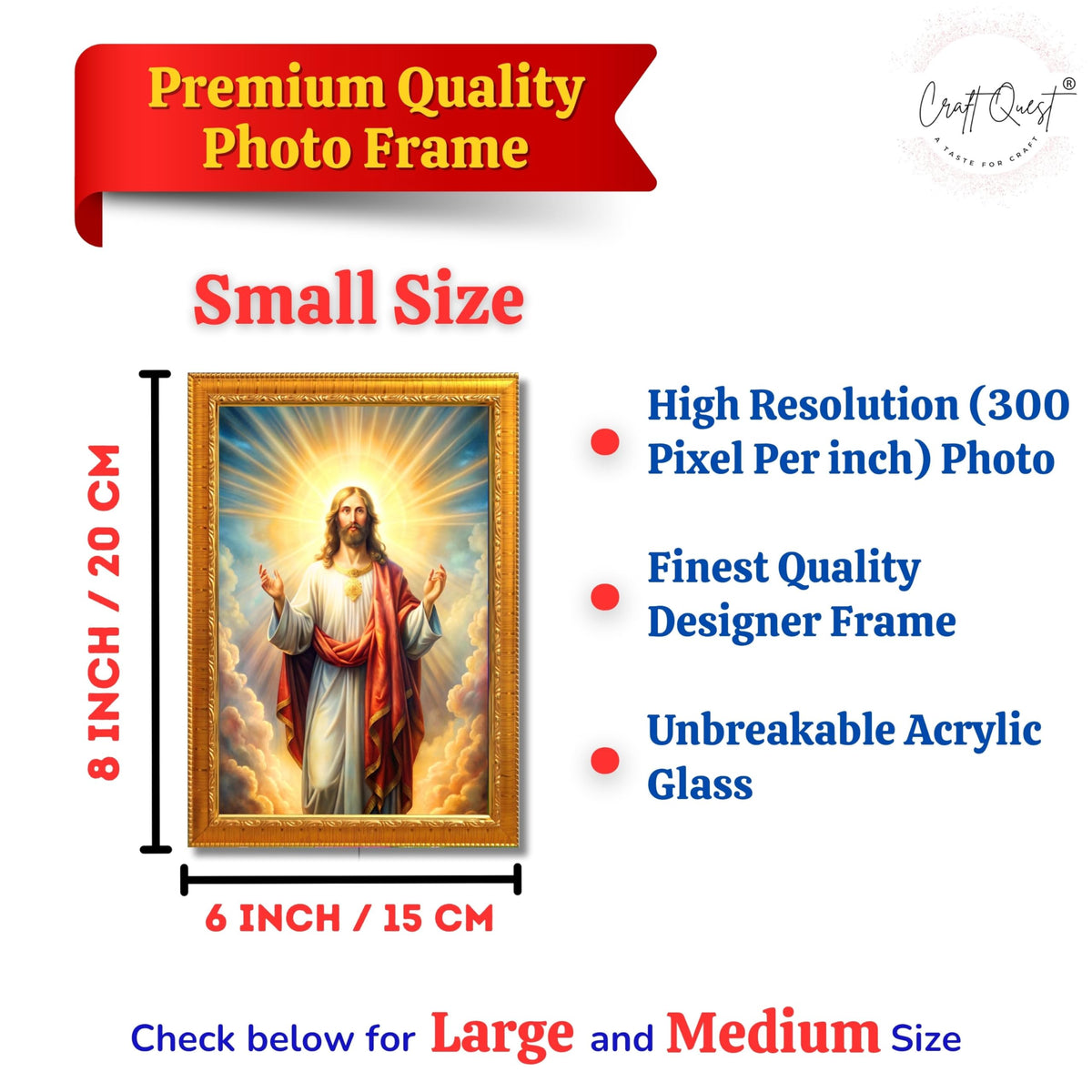 CRAFT QUEST Jesus Christ Christmas Wall Artwork Photo Frame Wall Hanging Décor and Gift Item