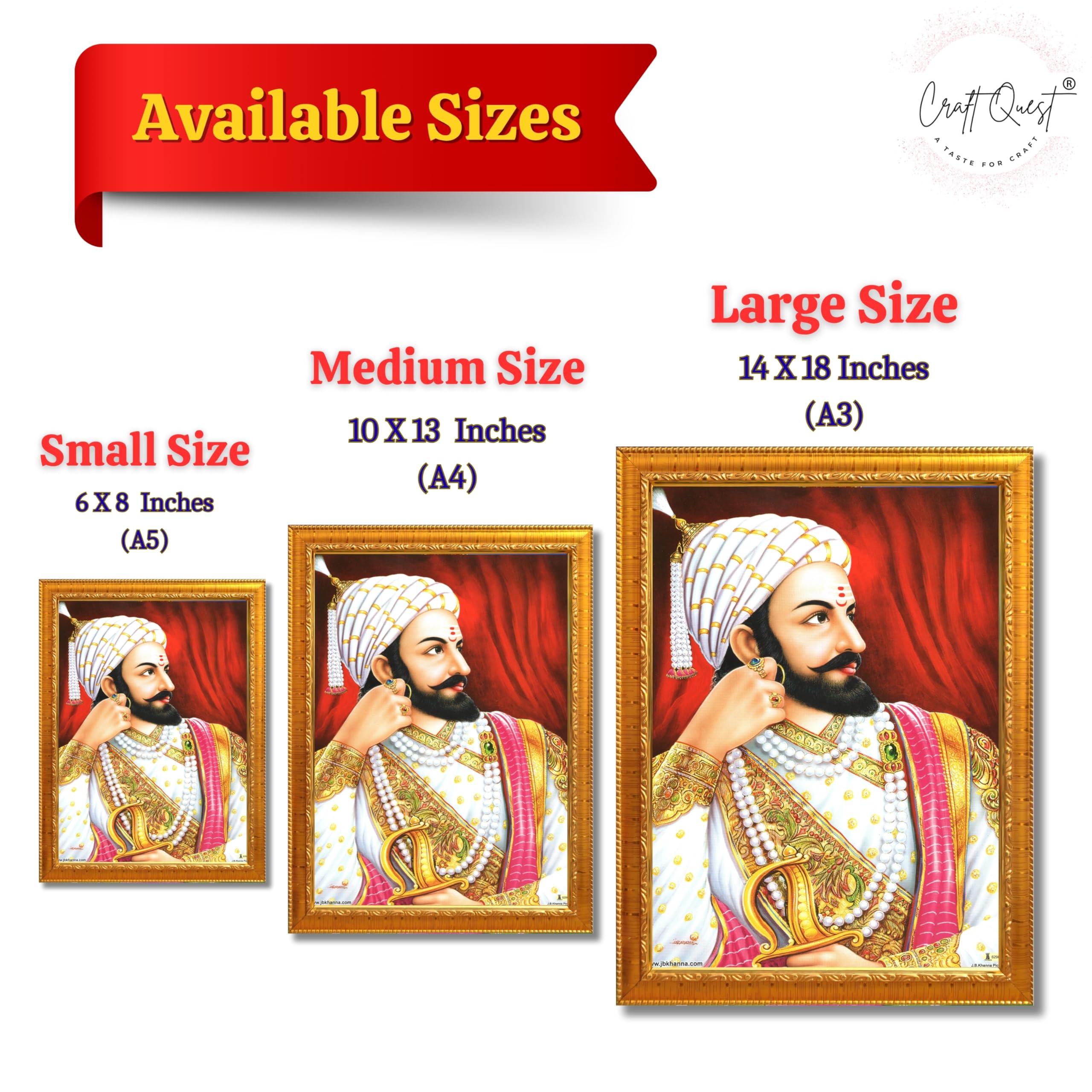CRAFT QUEST Shivaji Chhatrapati Maharaj Wall Photo Frame | For Living, Pooja Room | Home Decoration Item | Best Gifting Option