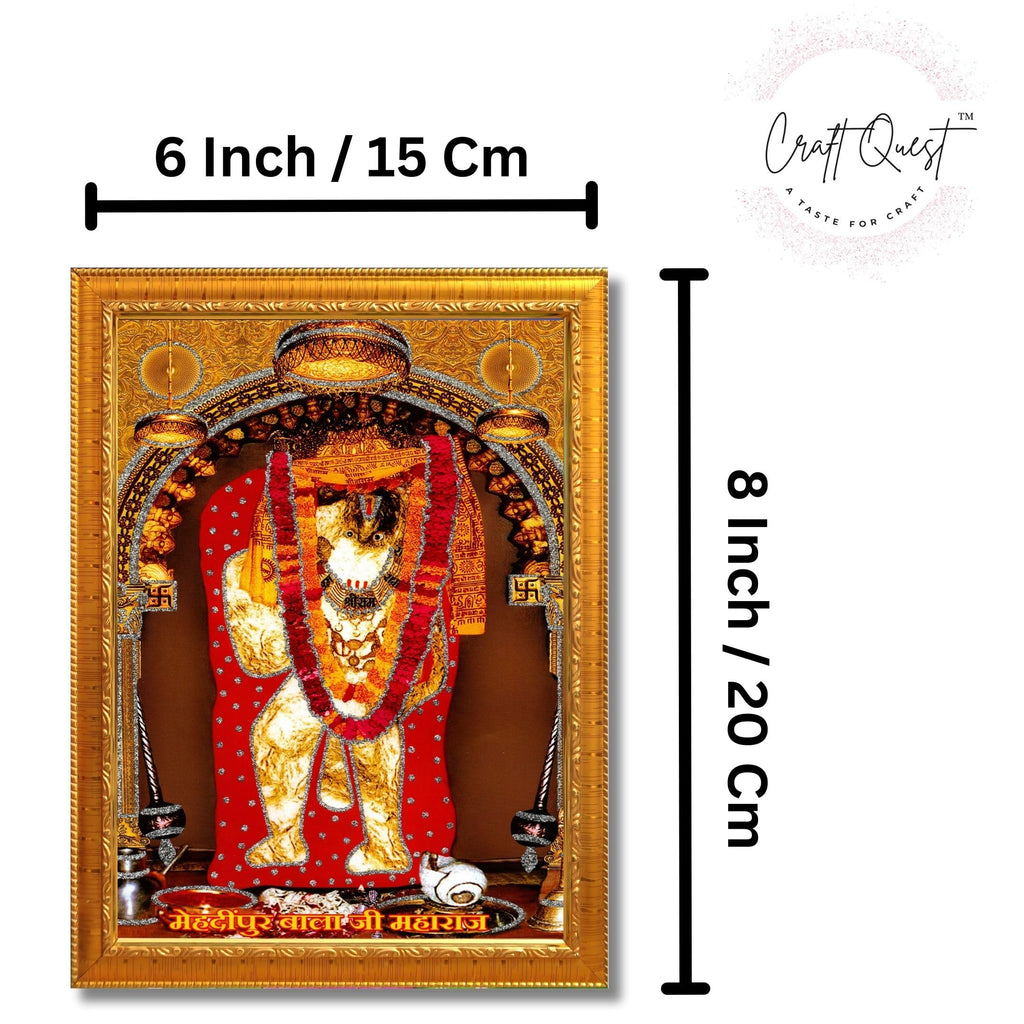 CRAFT QUEST Mehndipur balaji Hanuman | Bajrangbali Religious Photo with frame for Home Decorative Item