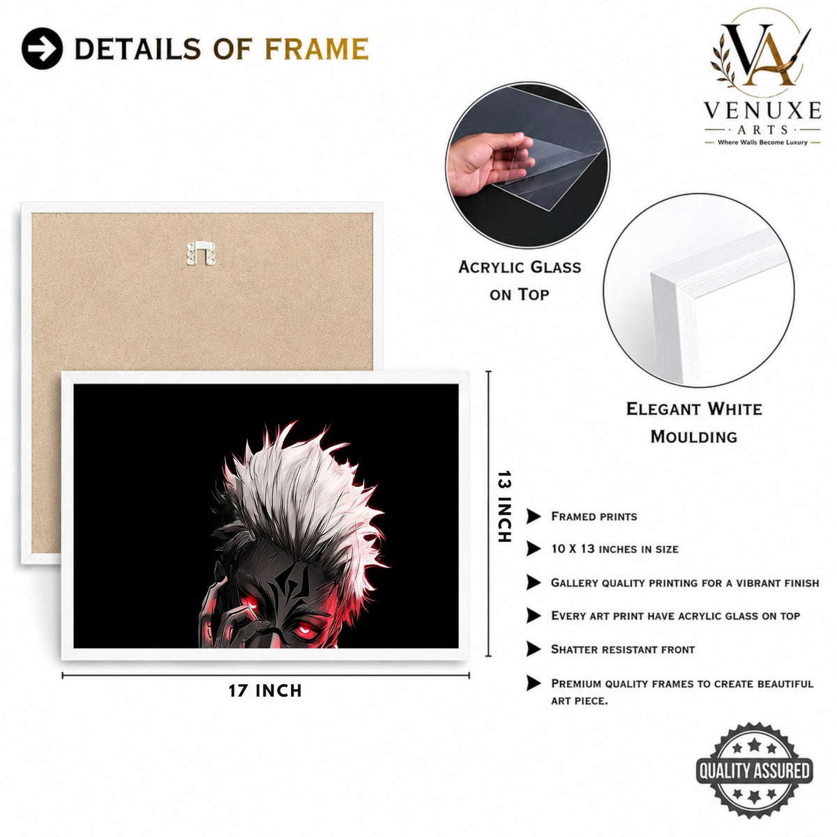 VENUXE ARTS Set Of 3 Anime Characters Wall Framed |Anime Characters Framed Poster for Living Room Bedroom Gaming Room Studio Wall Decor