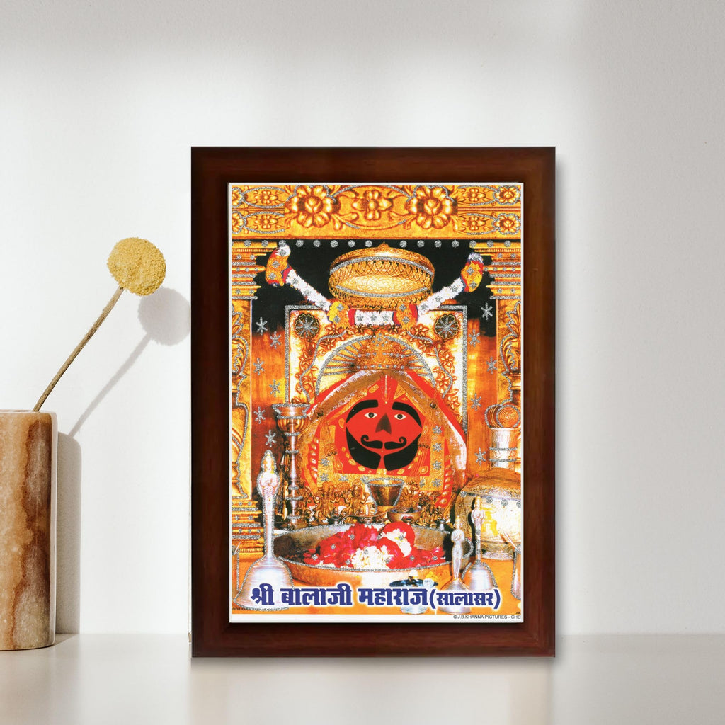CRAFT QUEST Salasar balaji Hanuman | Bajrangbali Religious Photo with frame for Home Decorative Item Synthetic Wood