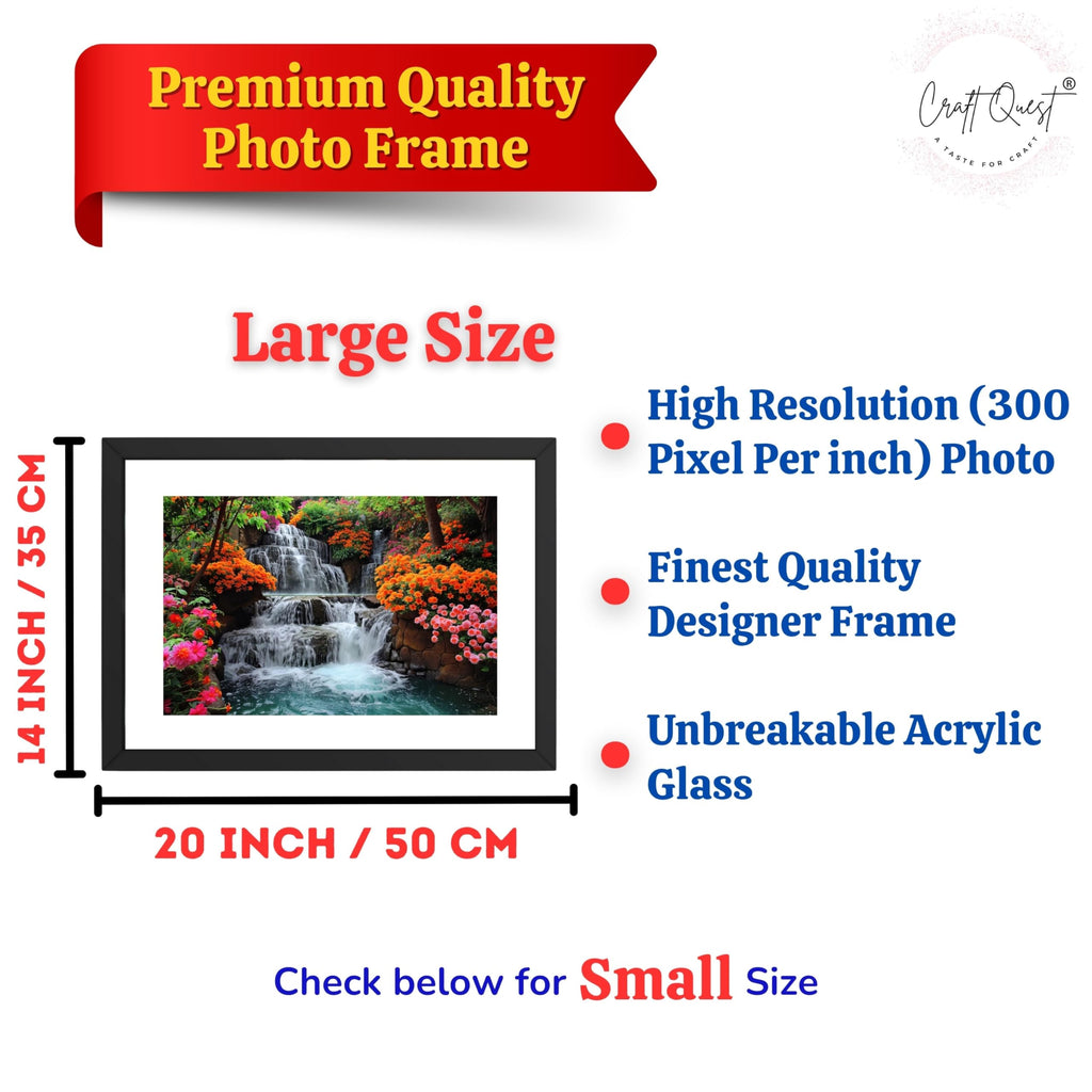 CRAFT QUEST Vastu Waterfall Landscape Scenery Photo Frame With Acrylic Sheet | Living Room, Bedroom | Home Decoration | Best Gifting Option