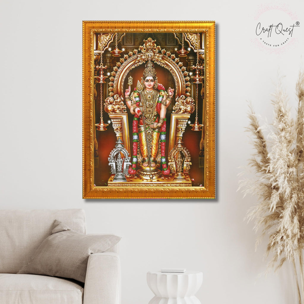CRAFT QUEST Tiruchendur Murugan Lord Subramanya Swamy Wall Photo Frame | South God Picture Frame for Home, Office, Temple & Gifting