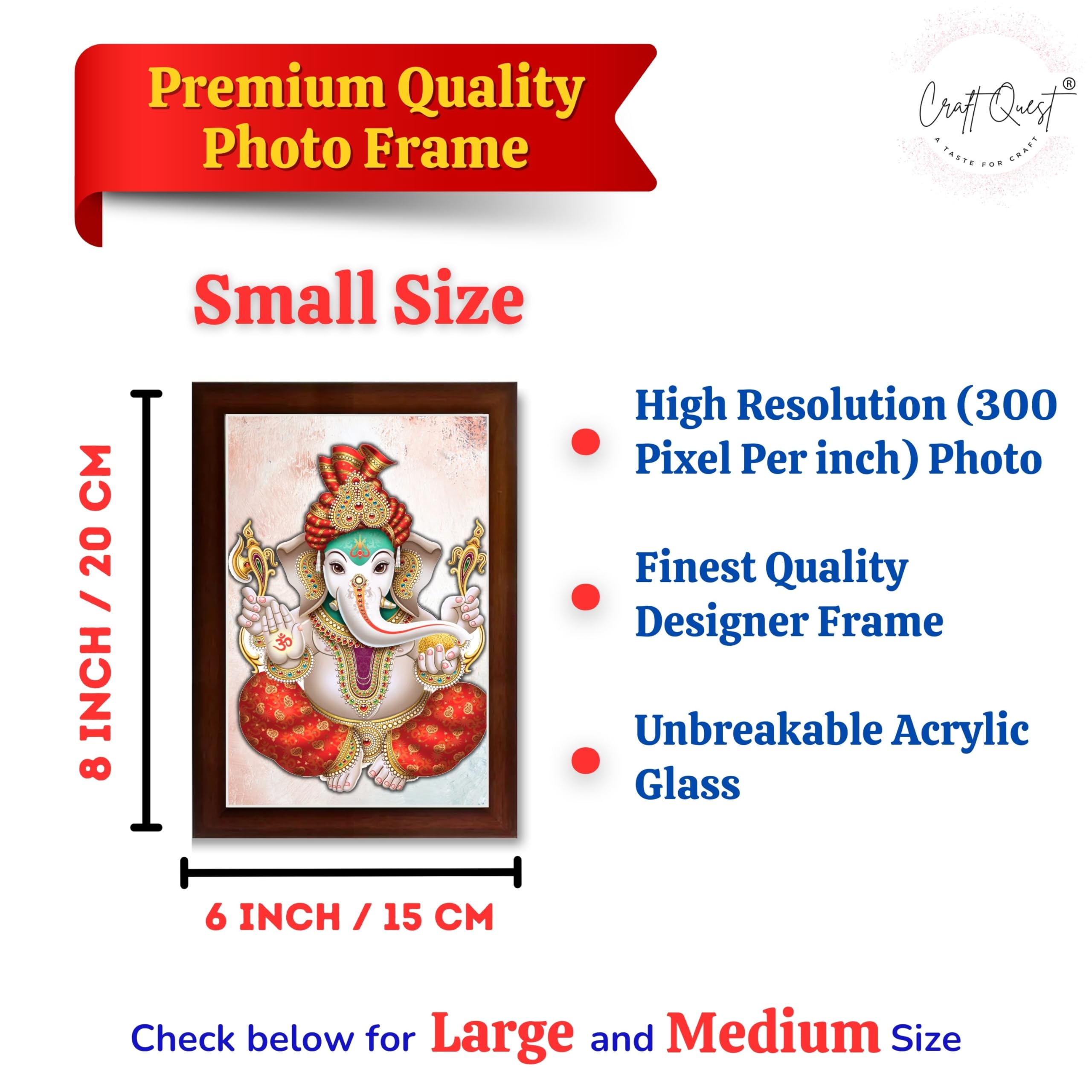 CRAFT QUEST Lord Ganesh ji Wall Hanging Frame for Living Room, Pooja Room Décor Items GA-217
