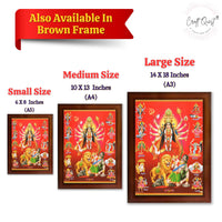 CRAFT QUEST Durga mata Mahishasura Mardini | Mahisasur Mardhini Durga Framed, Religious Photo Frame With Acrylic Glass