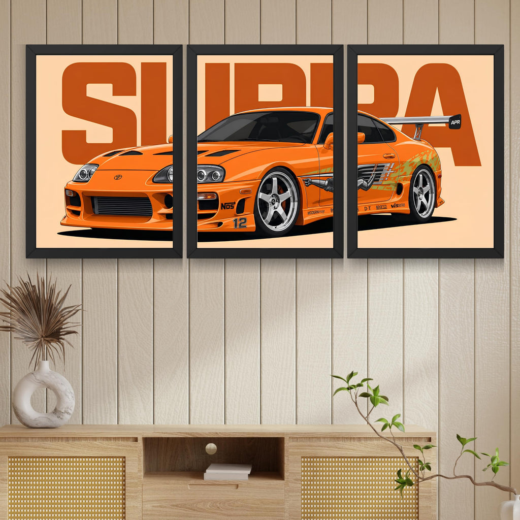 VENUXE ARTS Set Of 3 Big Sports Cars Framed Posters Gift Items for Boys Room Wall Decoration Bedroom Living Room Office Studio Décor | Car Poster Frame for Wall Décor