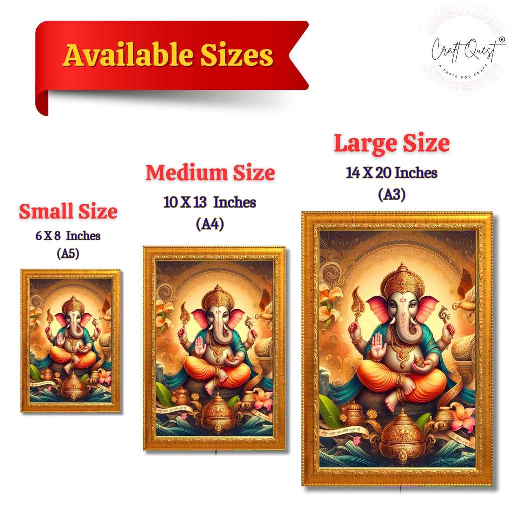 CRAFT QUEST Lord Ganesha Ganesh Ganpati Ganapathi Hanging Wall Painting Framed Home Decor