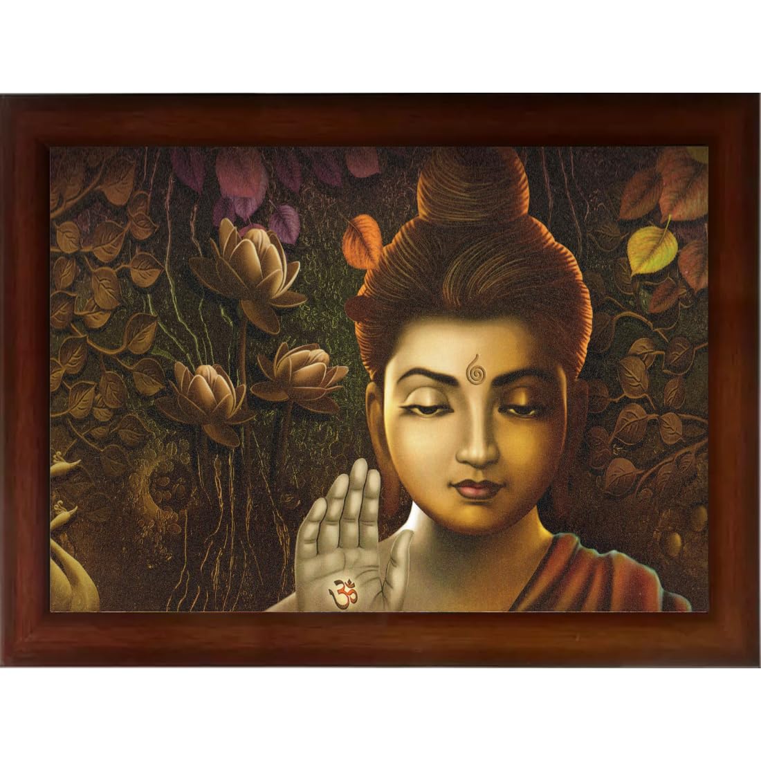 Craft Quest Abstract Wall Art of Meditating Buddha Religious Painting With Frame for Home and Office Decor | Size 14 X 10 Inchs, Set of 1 (Multi Colour)
