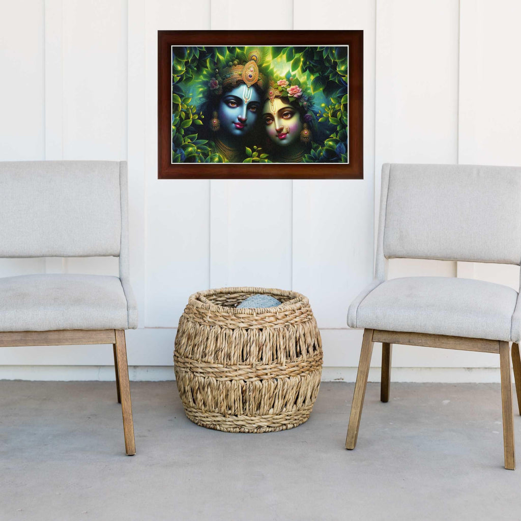 CRAFT QUEST Radha Krishna Art Photo Framed Painting for Home and Bedroom Wall Decoration of Size 14X10 Inches with Frame And Acrylic Glass RK213