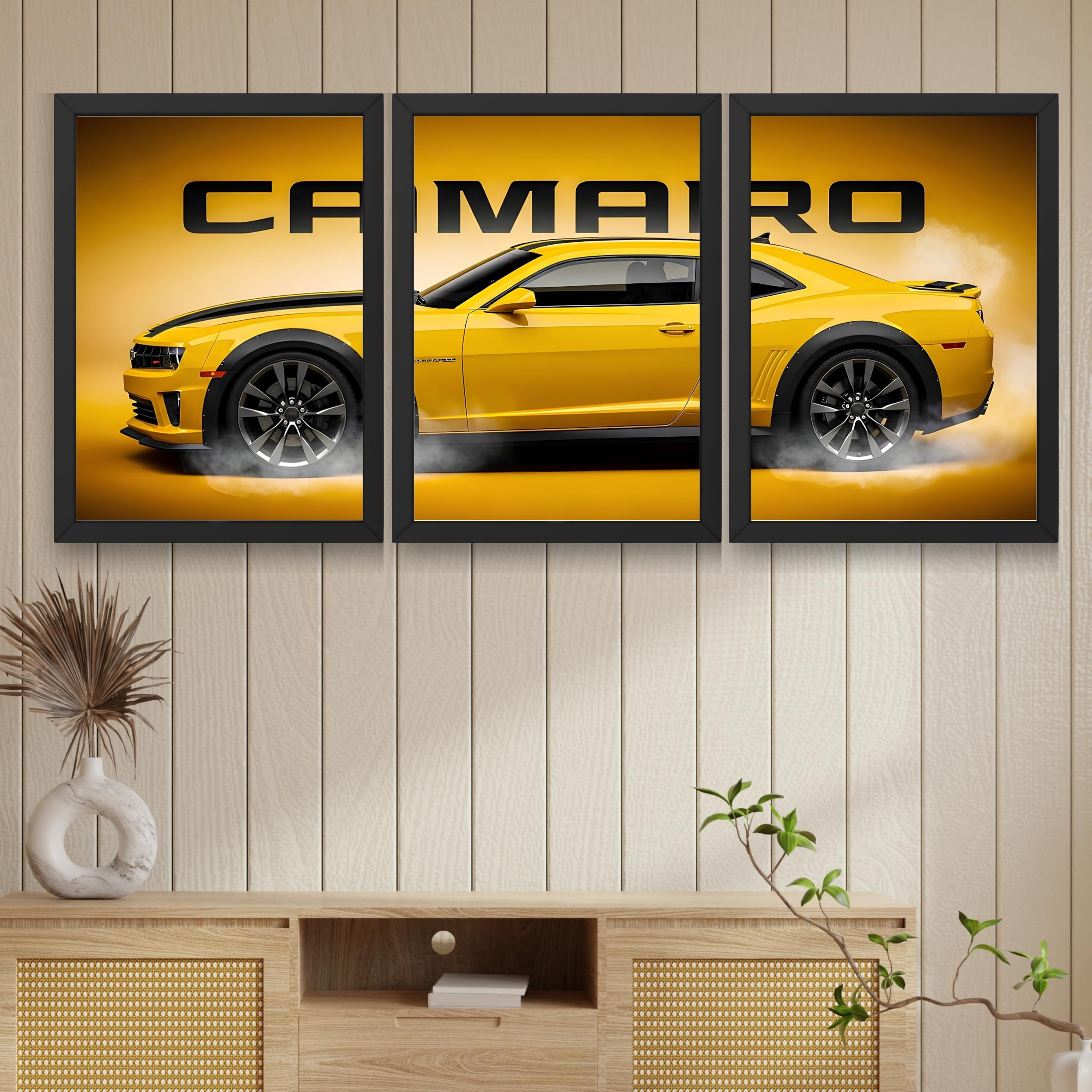 VENUXE ARTS Set Of 3 Big Sports Cars Framed Posters Gift Items for Boys Room Wall Decoration Bedroom, Living Room, Office, Studio Décor | Car Poster Frame for Wall Décor
