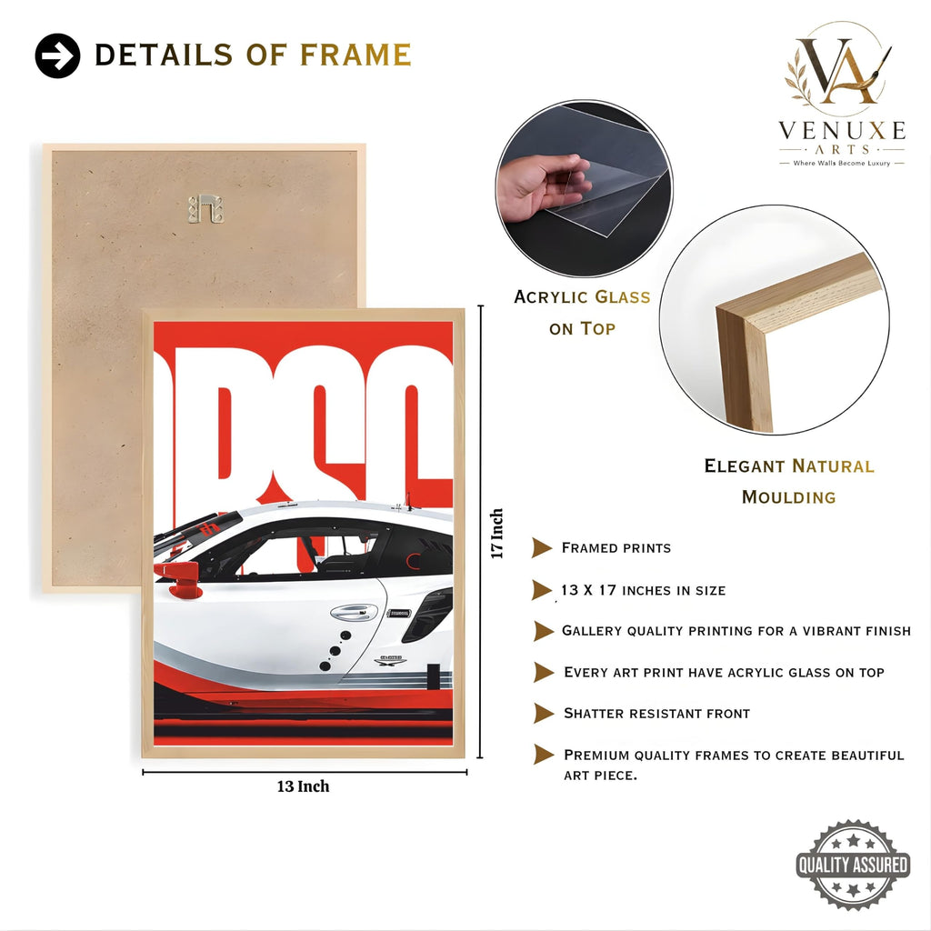 VENUXE ARTS Set Of 3 Big Sports Cars Framed Posters Gift Items for Boys Room Wall Decoration Bedroom Living Room Office Studio Décor | Car Poster Frame for Wall Décor