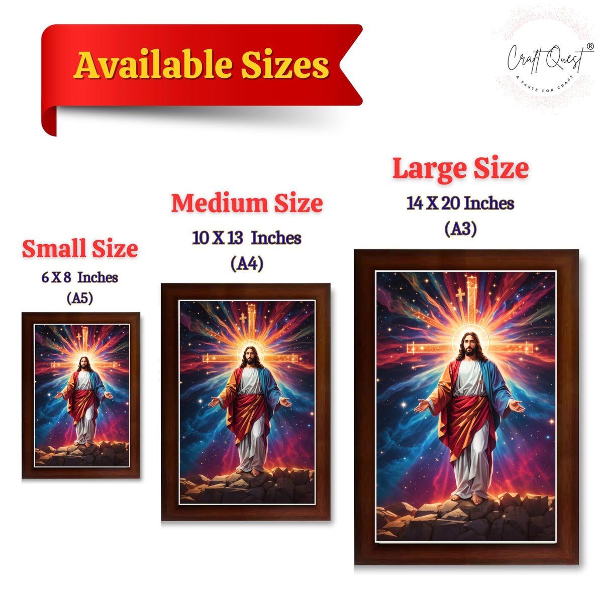 CRAFT QUEST Jesus Christ Photo Frame Jesus Wall Painting Spiritual Christian Wall Décor Item for Room and Prayer