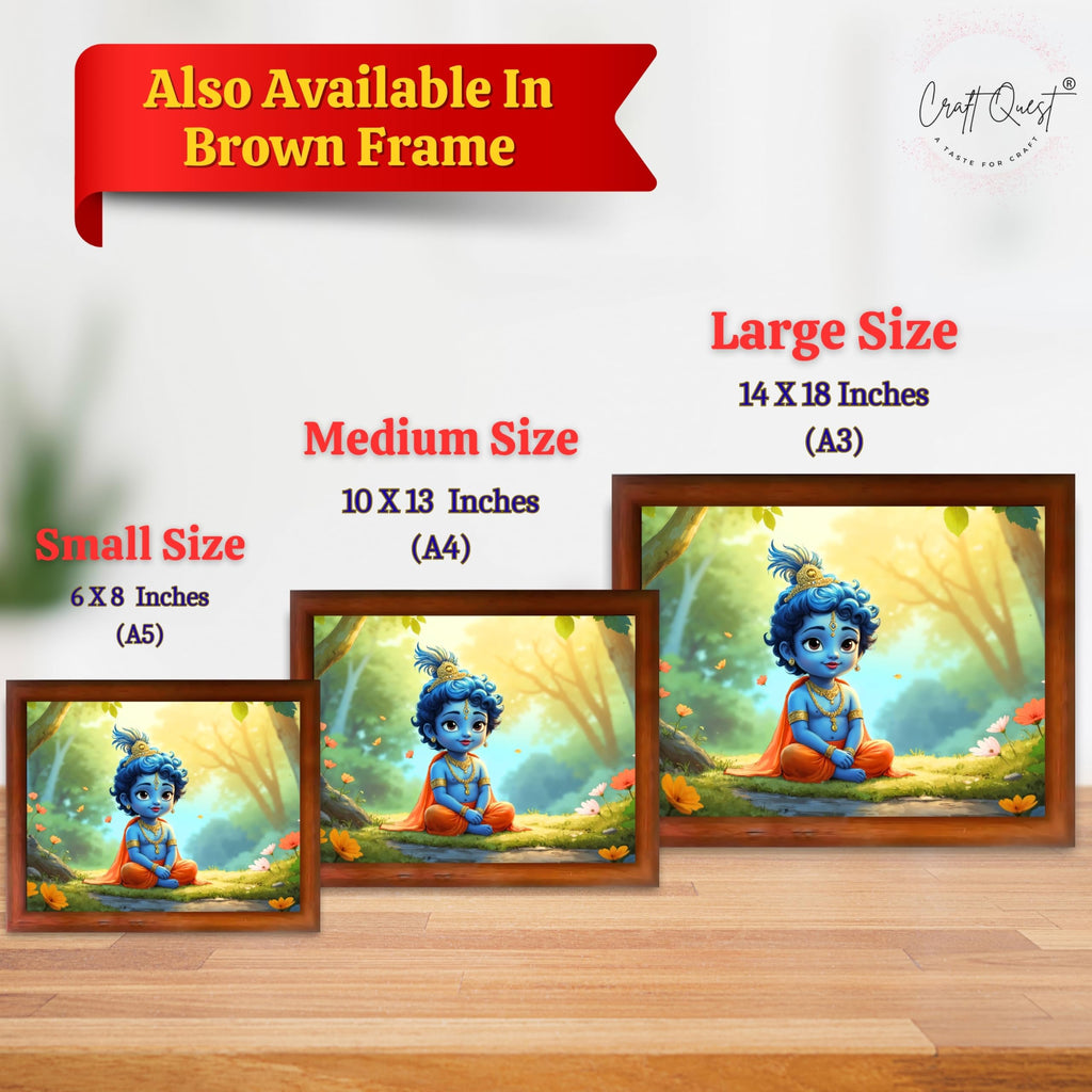 CRAFT QUEST Little Krishna Bal Gopal Makhan Chor Wall Photo Frame | Hindu God Kanha Devotional Home Decor | Gift Item