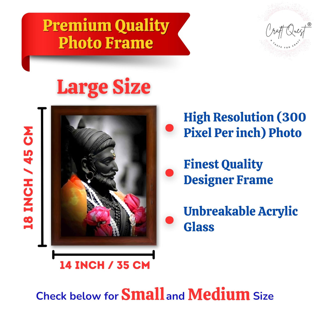 CRAFT QUEST Chattrapati Shivaji Maharaj Wall Painting With Acrylic Sheet | For Living, Pooja Room | Home Decoration Item | Best Gifting Option