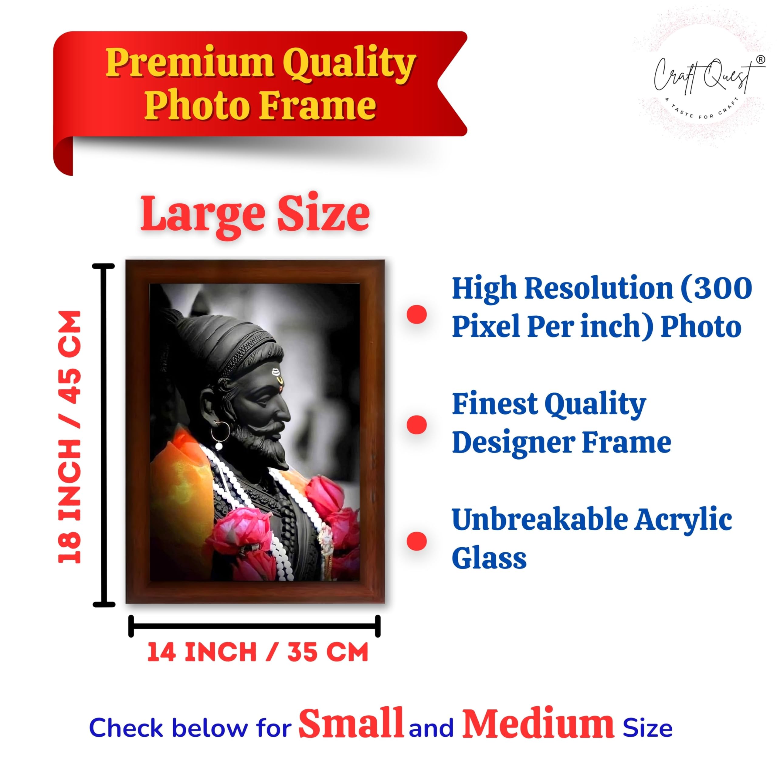 CRAFT QUEST Chattrapati Shivaji Maharaj Wall Painting With Acrylic Sheet | For Living, Pooja Room | Home Decoration Item | Best Gifting Option