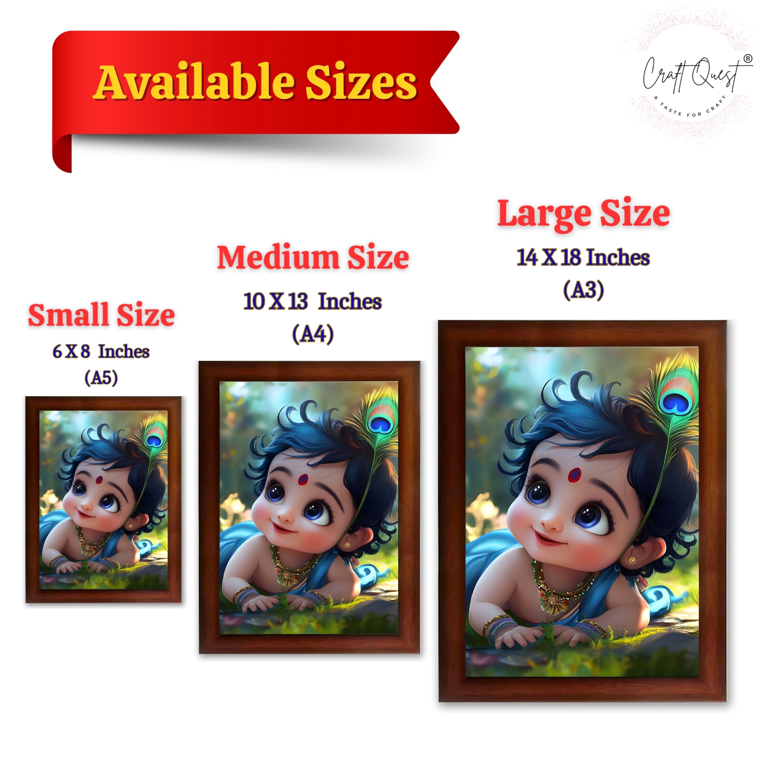 CRAFT QUEST Bal Gopal Painting Kanha Ji Poster | Laddu Lord Makhan Chor | Walls Home Bedroom Living Room Decoration Gift.