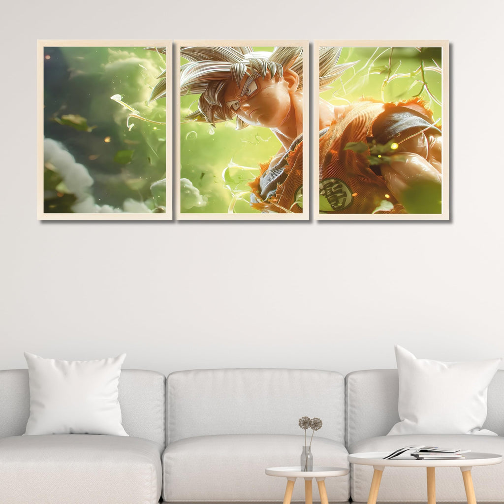 VENUXE ARTS Set Of 3 Anime Characters Wall Framed |Anime Characters Framed Poster for Living Room Bedroom Gaming Room Studio Wall Decor