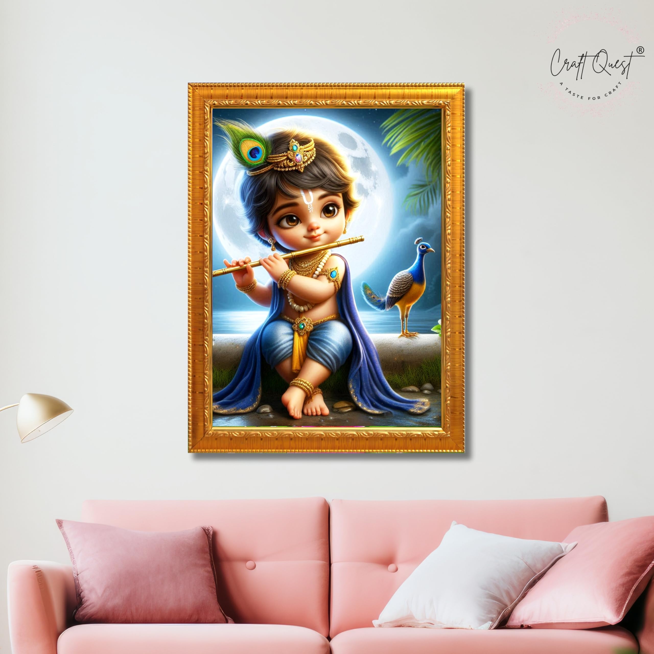 CRAFT QUEST Bal Gopal Painting | Mohan Murari Kanha Ji Poster | Walls Home Bedroom Living Room Decoration Gift.